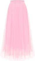 Women's Layered Tulle Midi Skirt - Flowy A-Line Winter Skirt