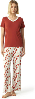 Womens Bamboo Viscose Pajamas Set Short Sleeve Top (Style CL68)