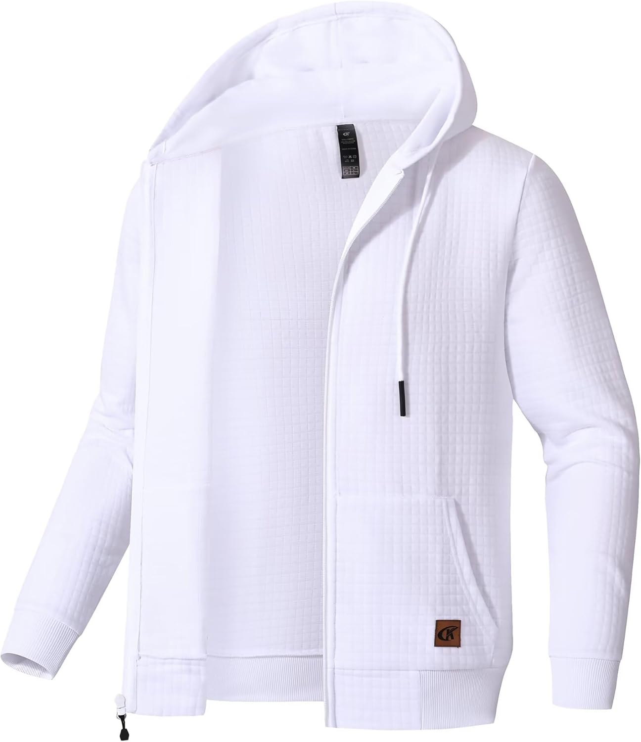 Men's Jacquard Plaid Lightweight Zipper Hoodie Sweatshirt Jacket