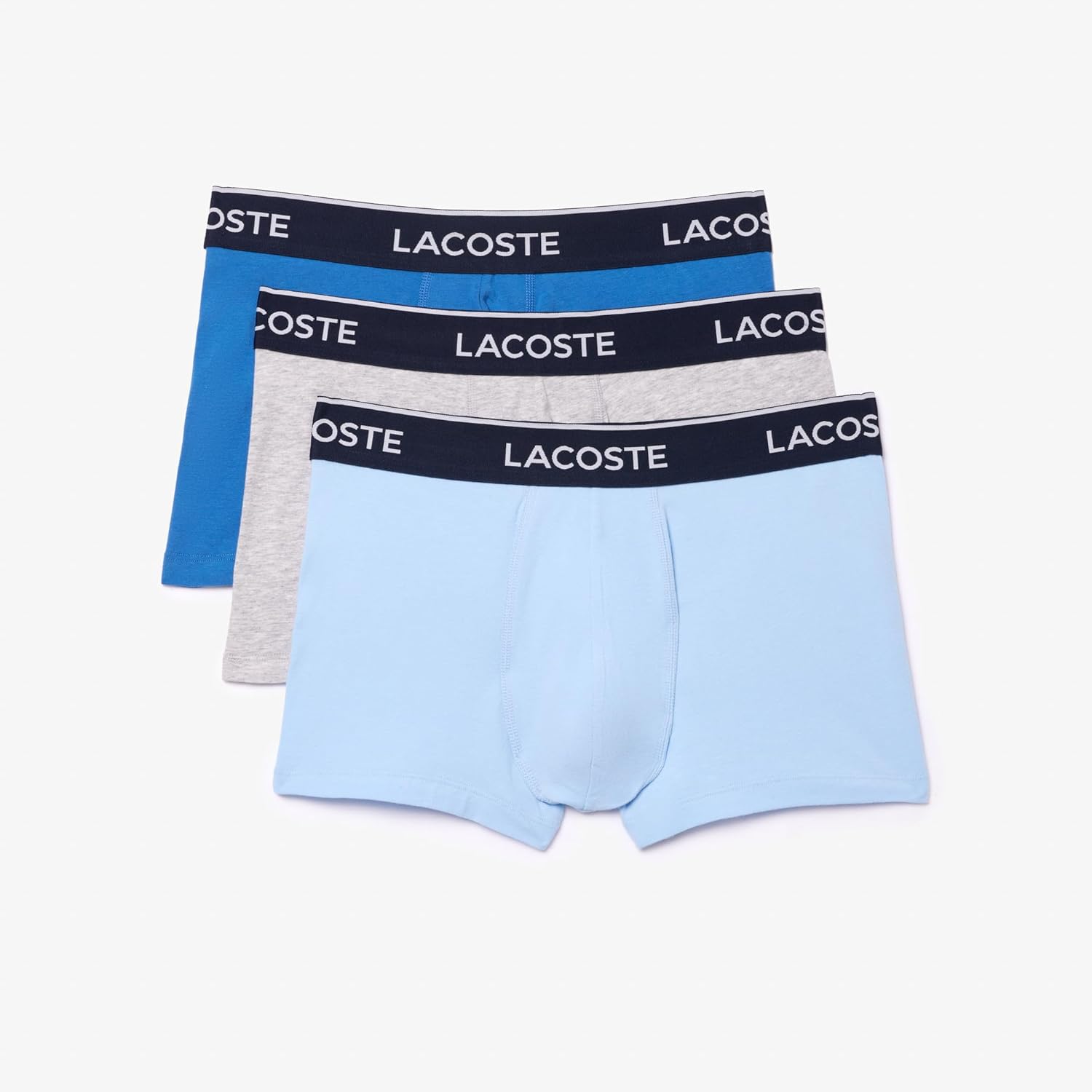 Lacoste Men's Cotton Stretch Tricolor Waistband Trunks, 3-Pack