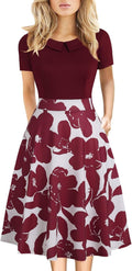 Women's Elegant Vintage Knee Length A-Line Dress with Pockets