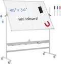 Magnetic Mobile Whiteboard 48in x 36in - Double Sided Rolling Board