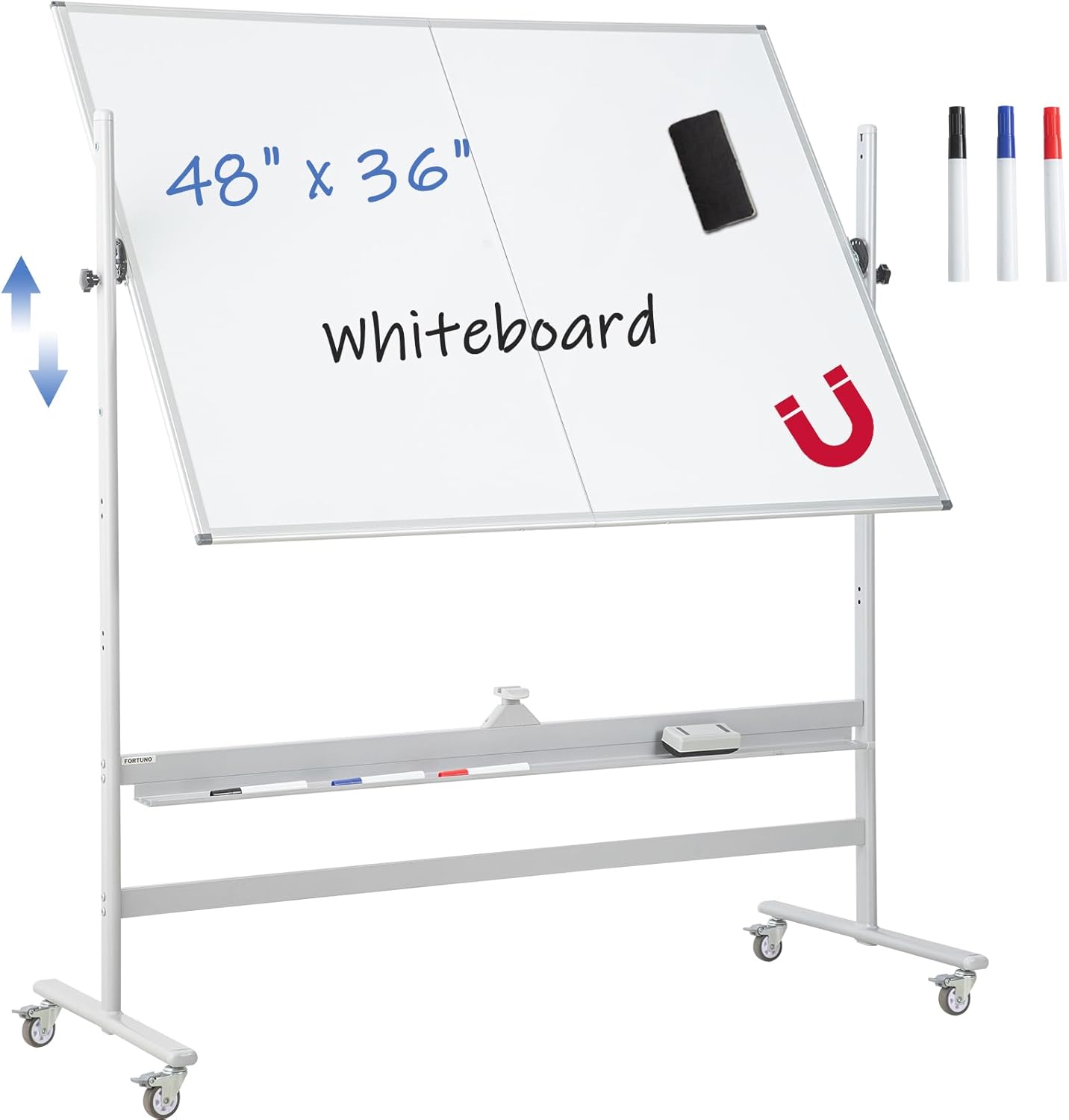 FORTUNO Magnetic Mobile Whiteboard for Office and Classroom Use