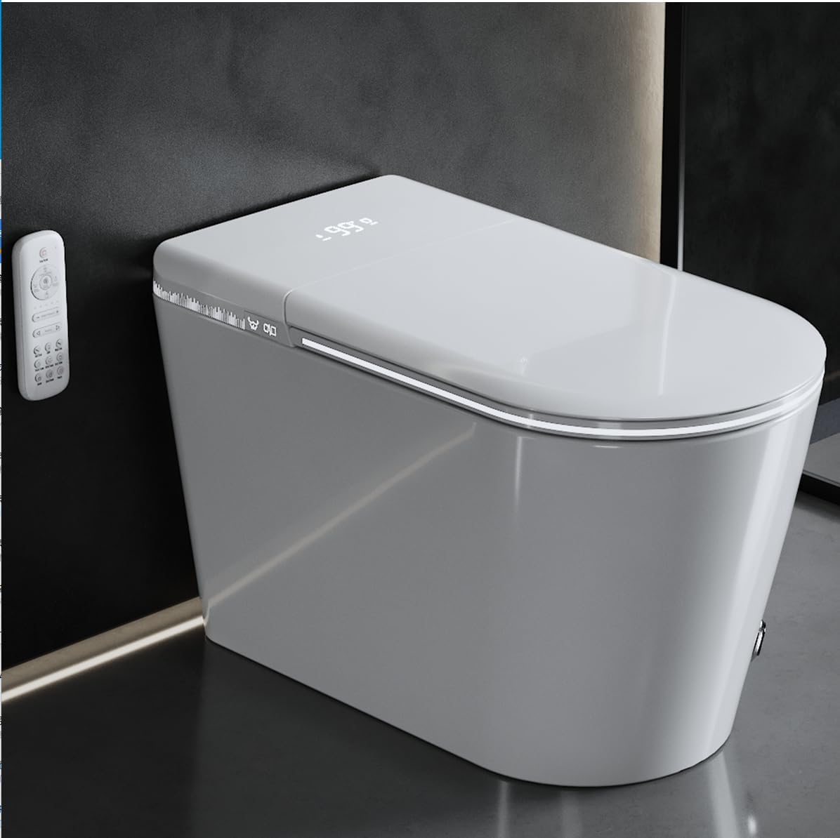 Smart Toilet with Auto Open/Close Lid and Heated Seat Features