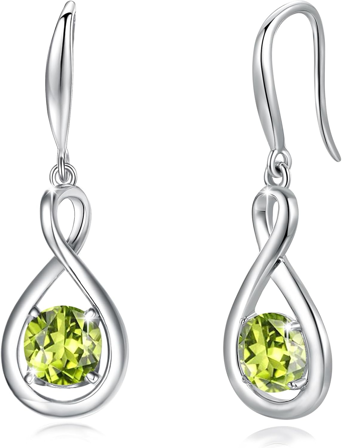 Dangle Drop Earrings in 925 Sterling Silver with Birthstone