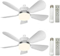 2Pack Socket Fan Light with Remote - Dimmable 3-Color Ceiling Fan