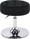 Mid-Century Velvet Tufted Makeup Ottoman Stool - Adjustable Swivel