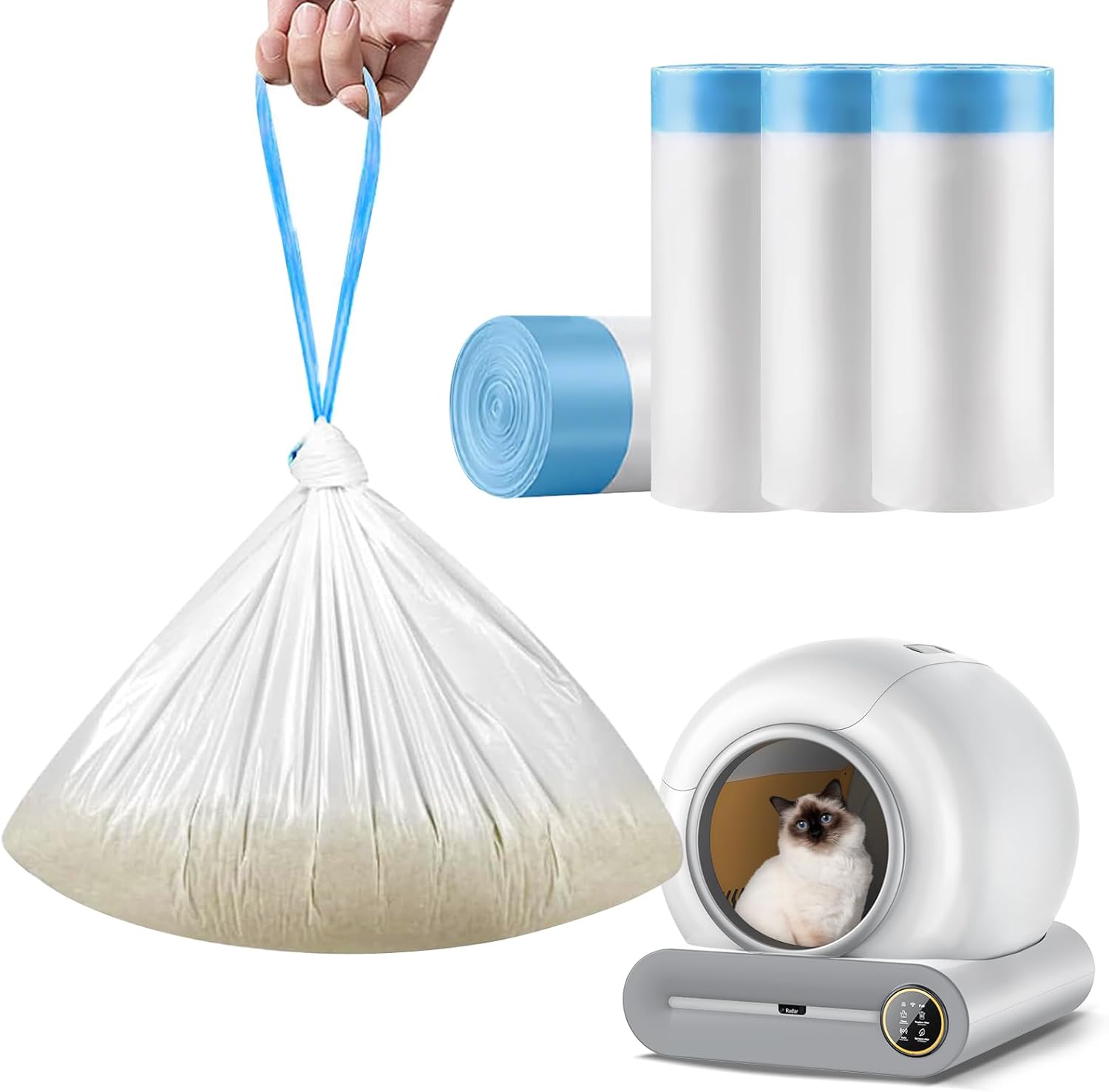 60 Drawstring Liners for Self-Cleaning Cat Box