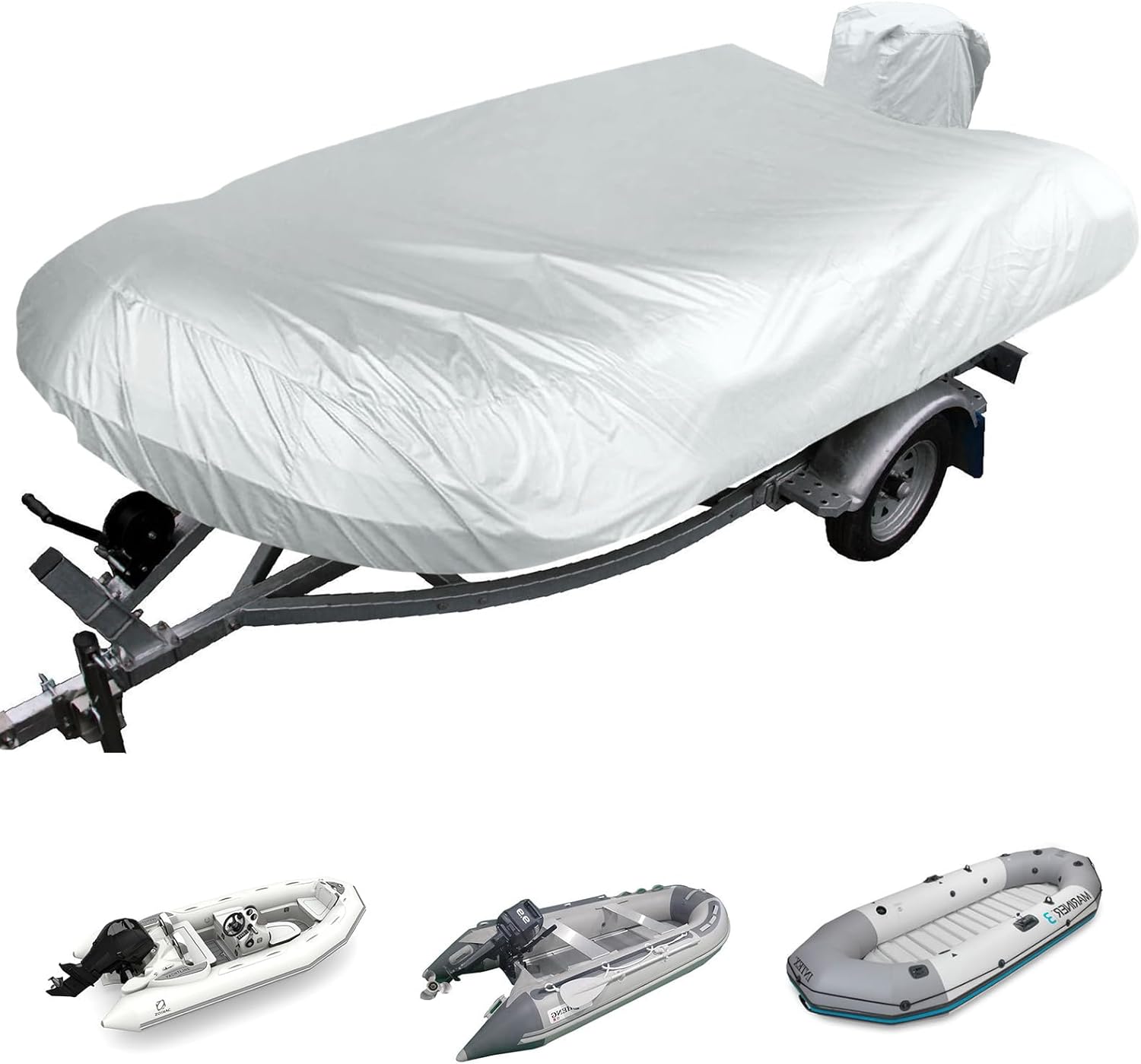 Durable Inflatable Boat Cover with Motor Cover for 8-13 Feet