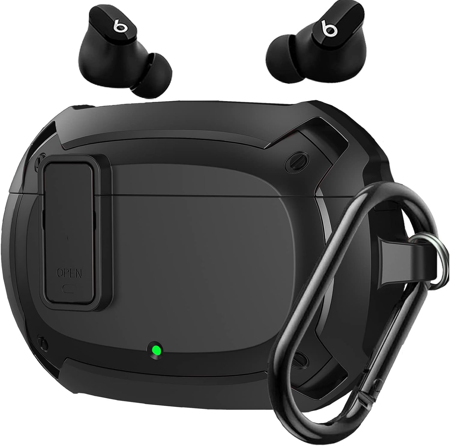 Secure Lock Studio Buds Case: Men Women Shell - Black