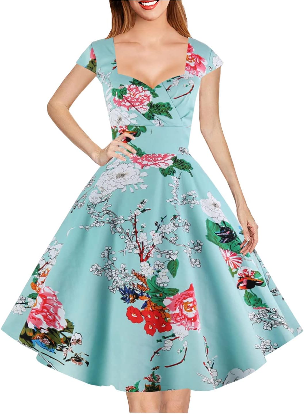 Vintage Cocktail Swing Dress with Pockets for Women
