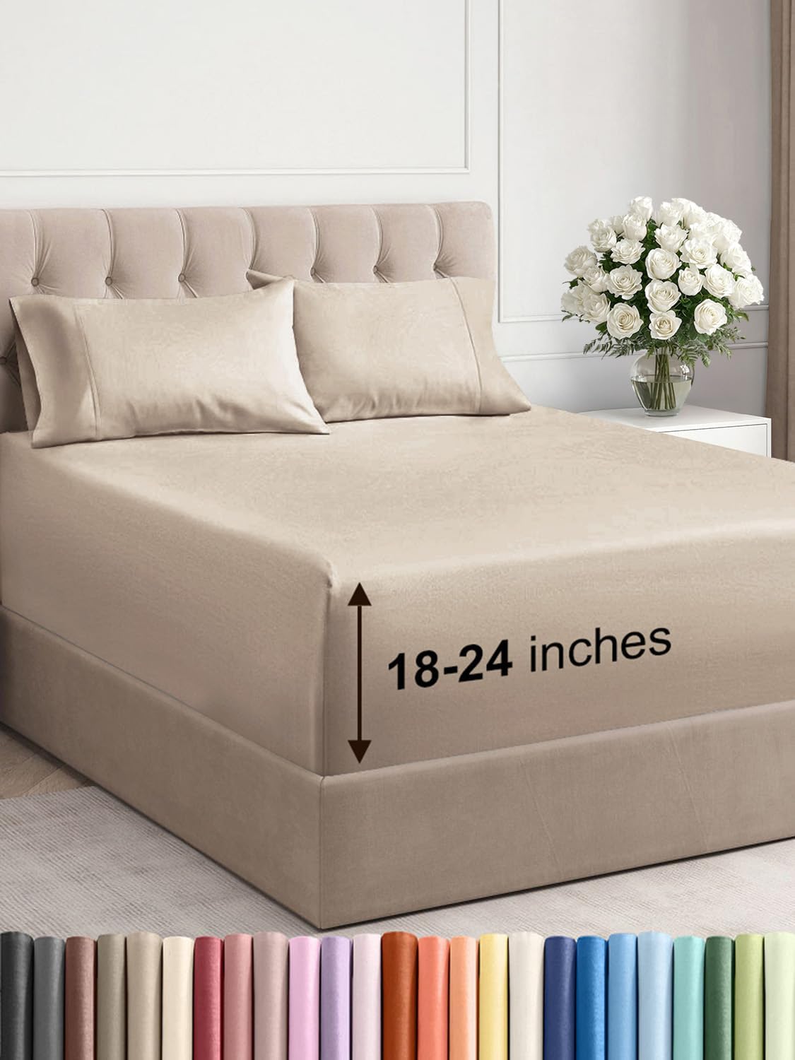 Extra Deep Pocket Queen Sheet Set - Soft, Breathable & Cooling