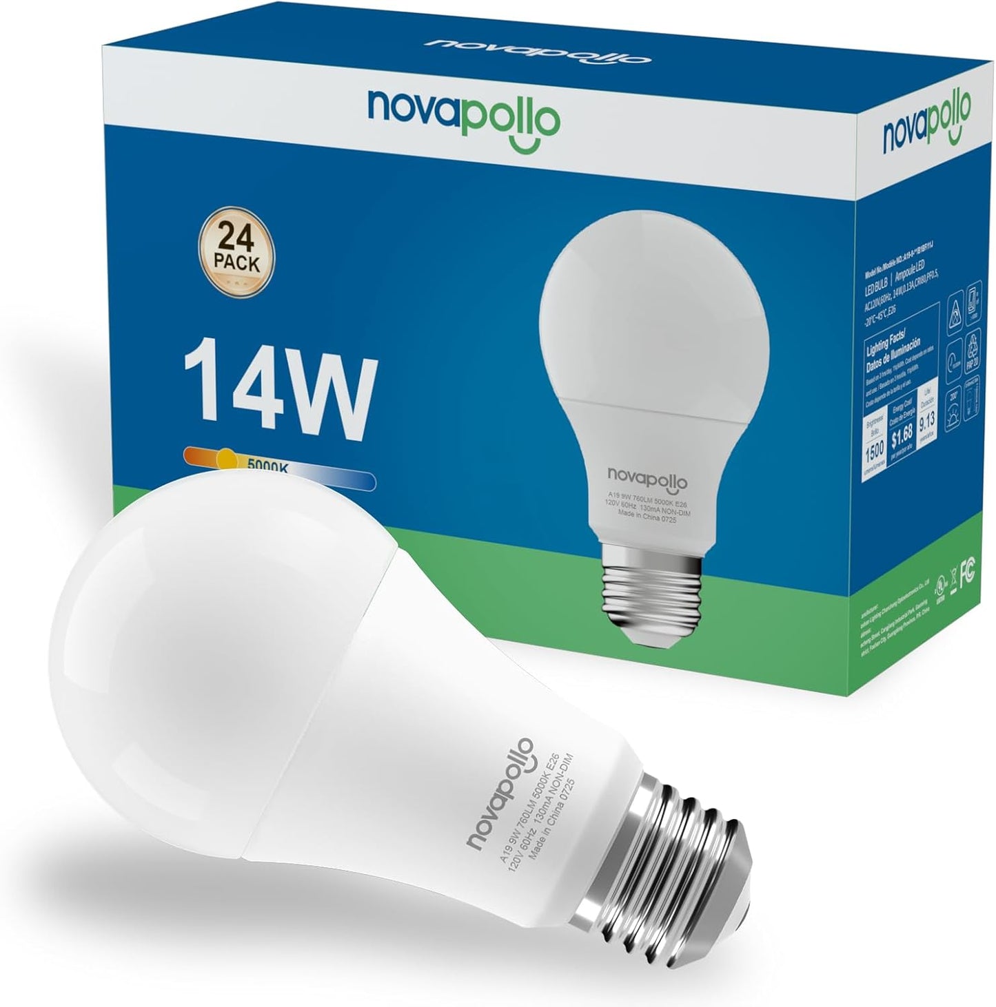 A19 LED Light Bulbs 100 Watt Equivalent Daylight White 5000K