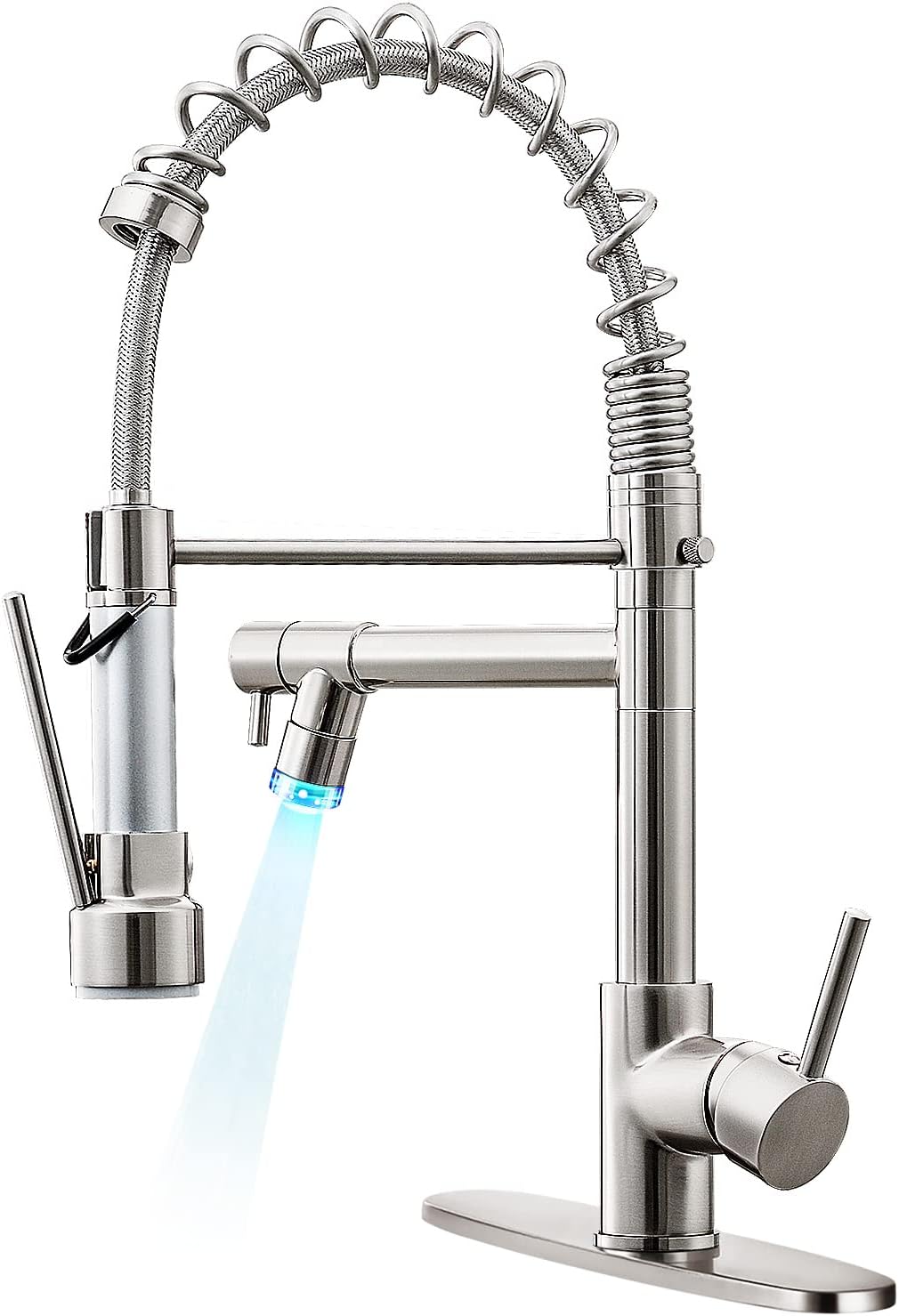 Qomolangma Kitchen Faucet with Pull Down Sprayer and LED Light