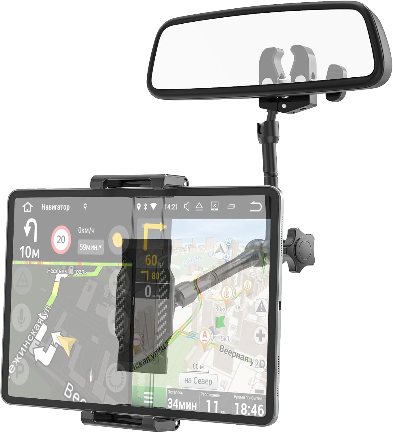 NATDETC Rearview Mirror Tablet Holder for Easy Viewing