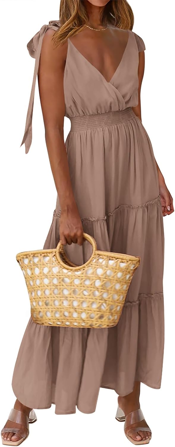 PRETTYGARDEN Women's Sleeveless Tiered Maxi Dress for Summer