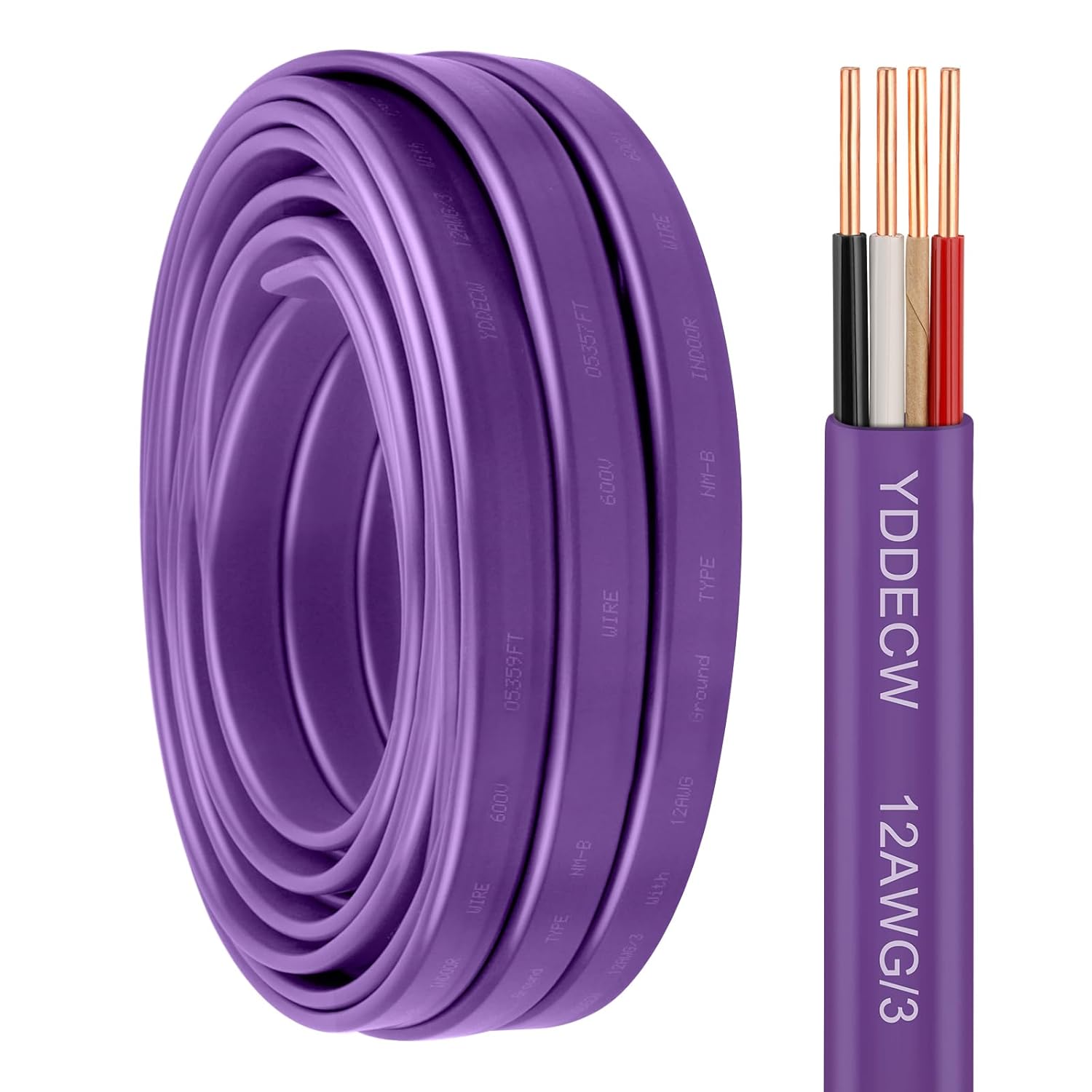 12/3 NM-B Wire with Ground - 25FT 12 Gauge Copper Cable