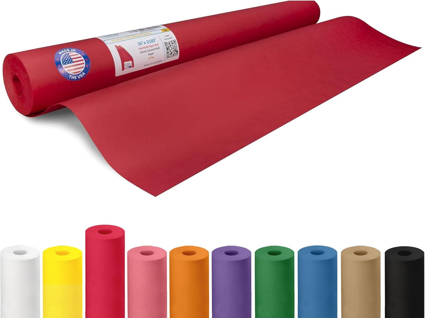 Red Kraft Paper Roll 36in x 180ft - Versatile Eco-Friendly Craft Paper