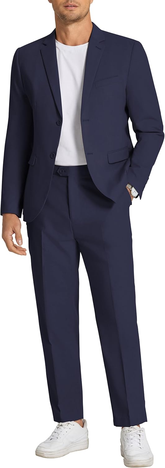 Stylish COOFANDY Men's 2 Piece Linen Suits Set for Summer Events