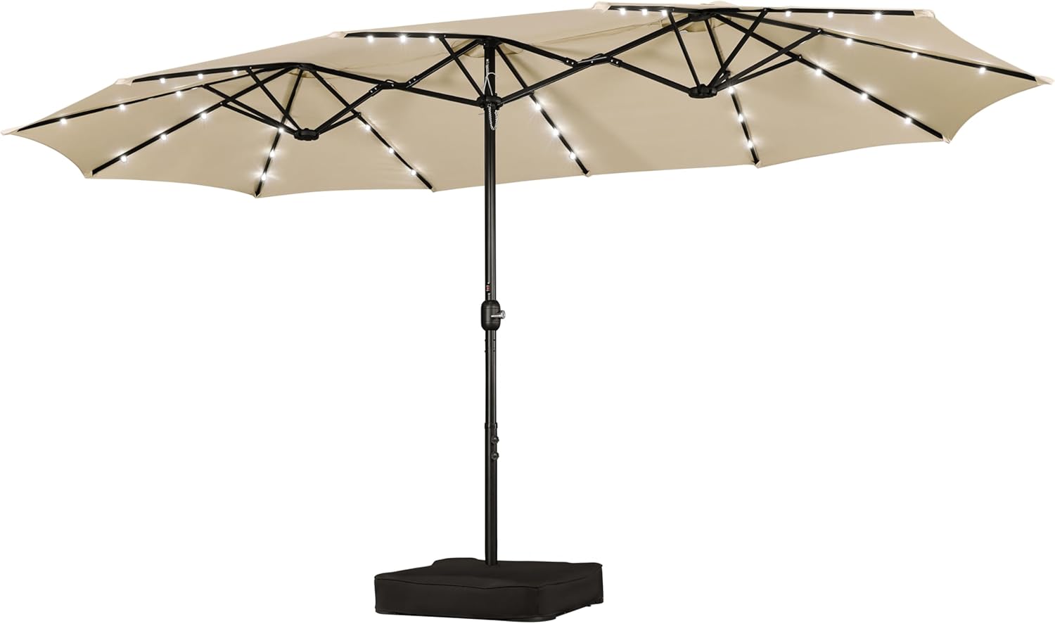 15 ft Large Patio Umbrella with Solar Lights for Outdoor Use