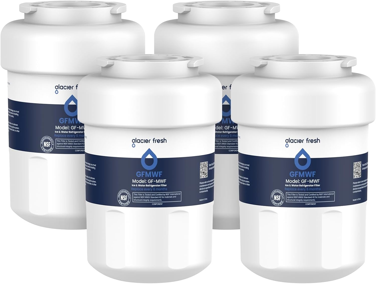 GLACIER FRESH Replacement Water Filters for MWF - 4 Pack