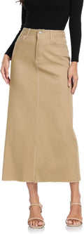 MISS MOLY Women's High Waisted A Line Denim Midi Skirt - Comfortable