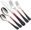 20-Piece Black Red Stainless Steel Silverware Set - Service for 4