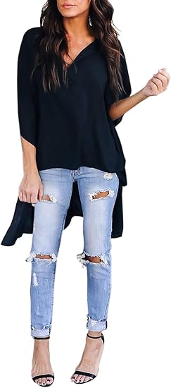 Asvivid Womens V Neck Bell Sleeve High Low Tunic Tops Review
