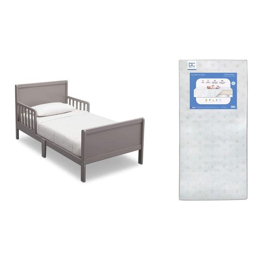 Delta Children Fancy Toddler Bed with Dual Sided Mattress Bundle