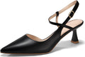 Womens Low Kitten Heel Closed Pointed Toe Slingback Pumps - Dressy