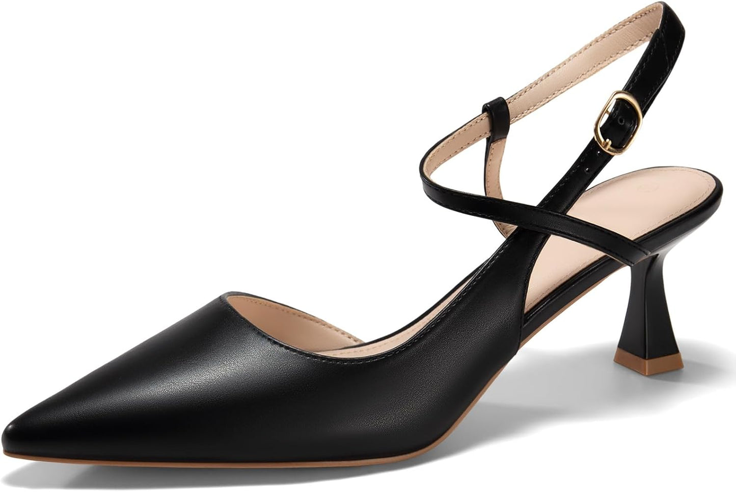Womens Low Kitten Heel Closed Pointed Toe Slingback Pumps Shoes