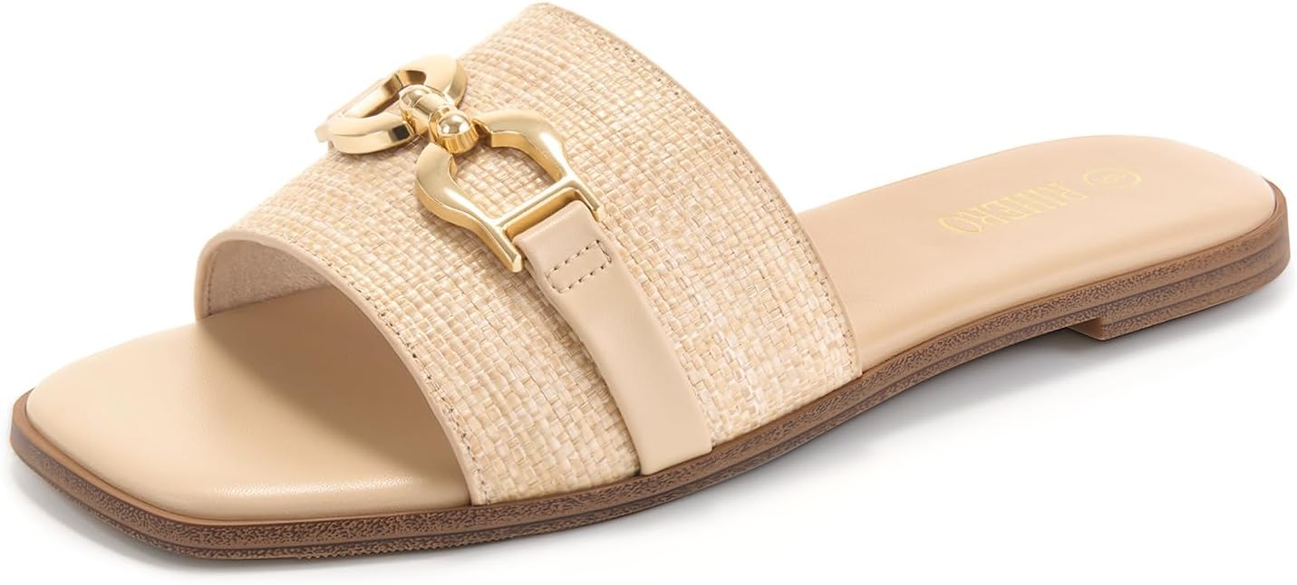 Rihero Women's Flat Sandals: Comfortable Open Toe Slip On Style