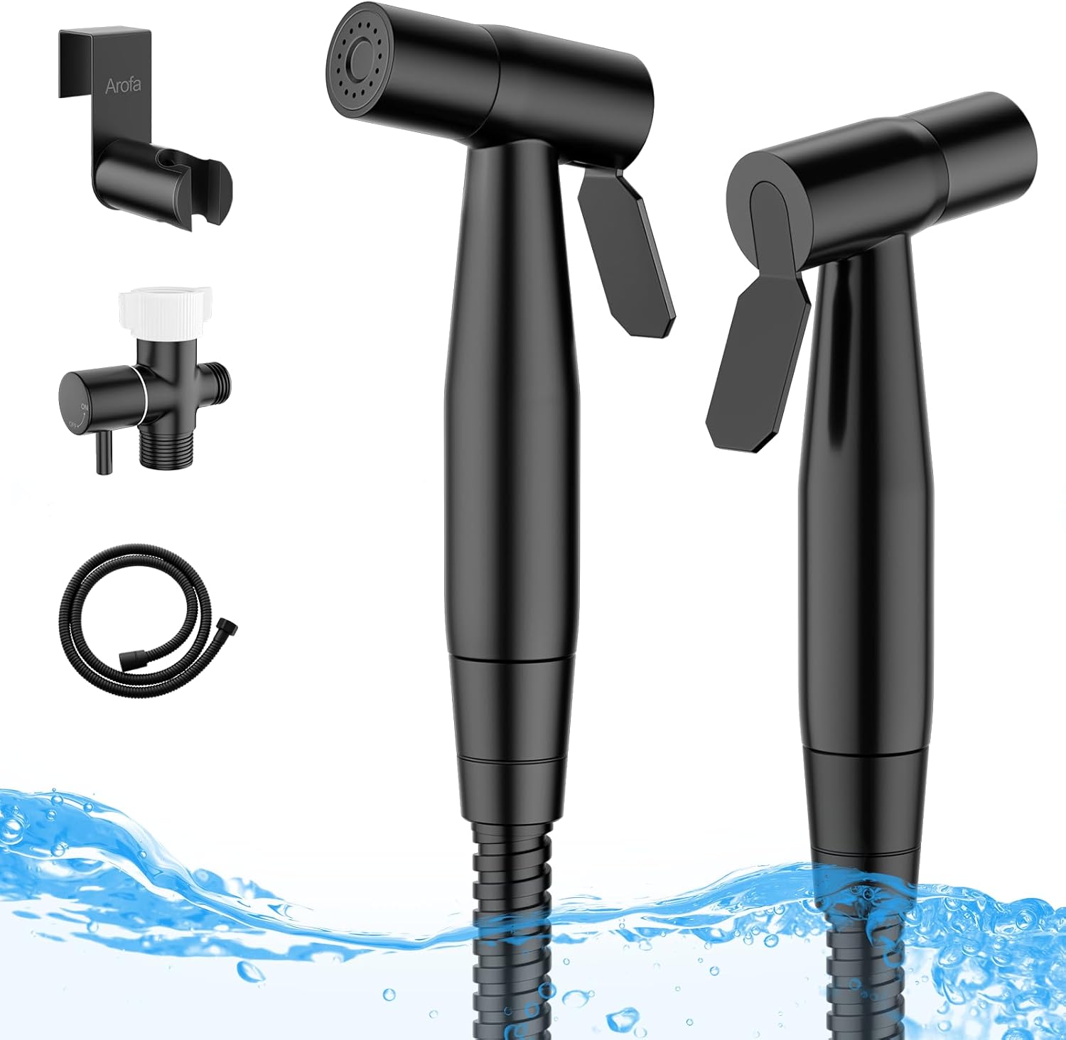 Arofa Black Bidet Sprayer for Toilet - Adjustable Water Pressure