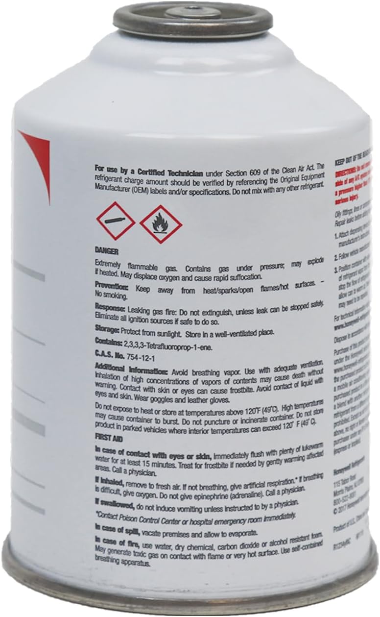 Genuine R1234YF Refrigerant in 8oz Self-Sealing Can