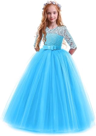 Flower Girl Lace Dress for Kids Wedding Bridesmaid Pageant
