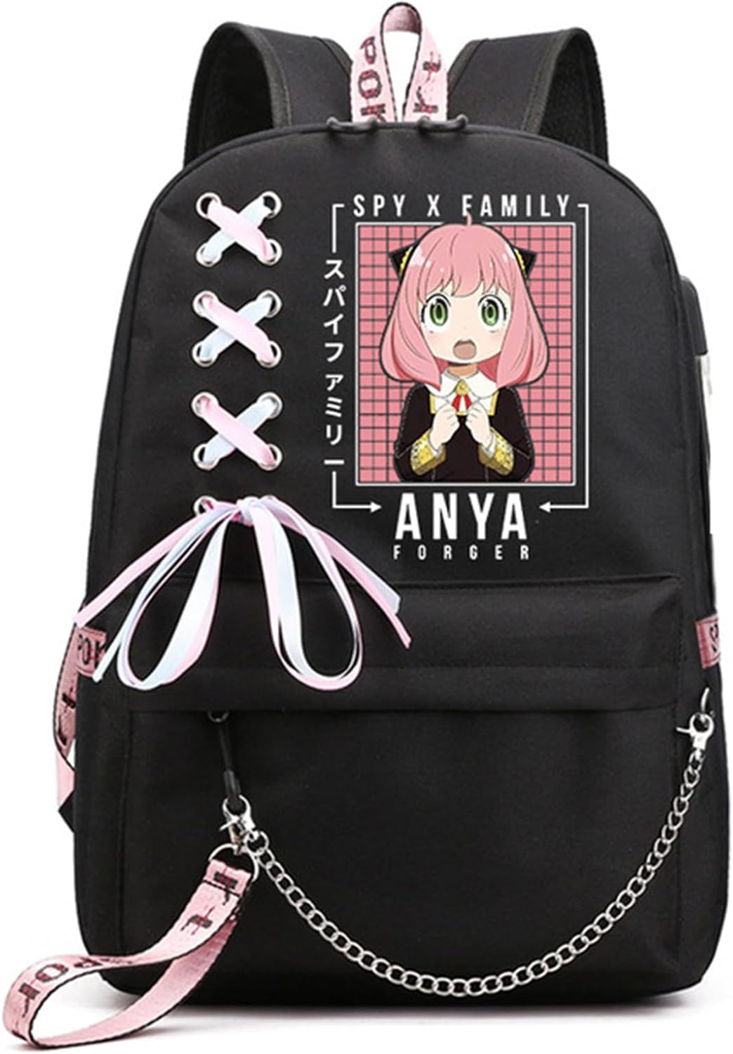 ISaikoy Anime Anya Forger Backpack with USB Port for School