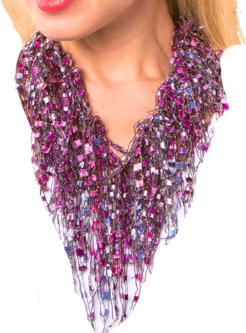 Lightweight Scarf Necklaces for Women - Blue Fringe Style