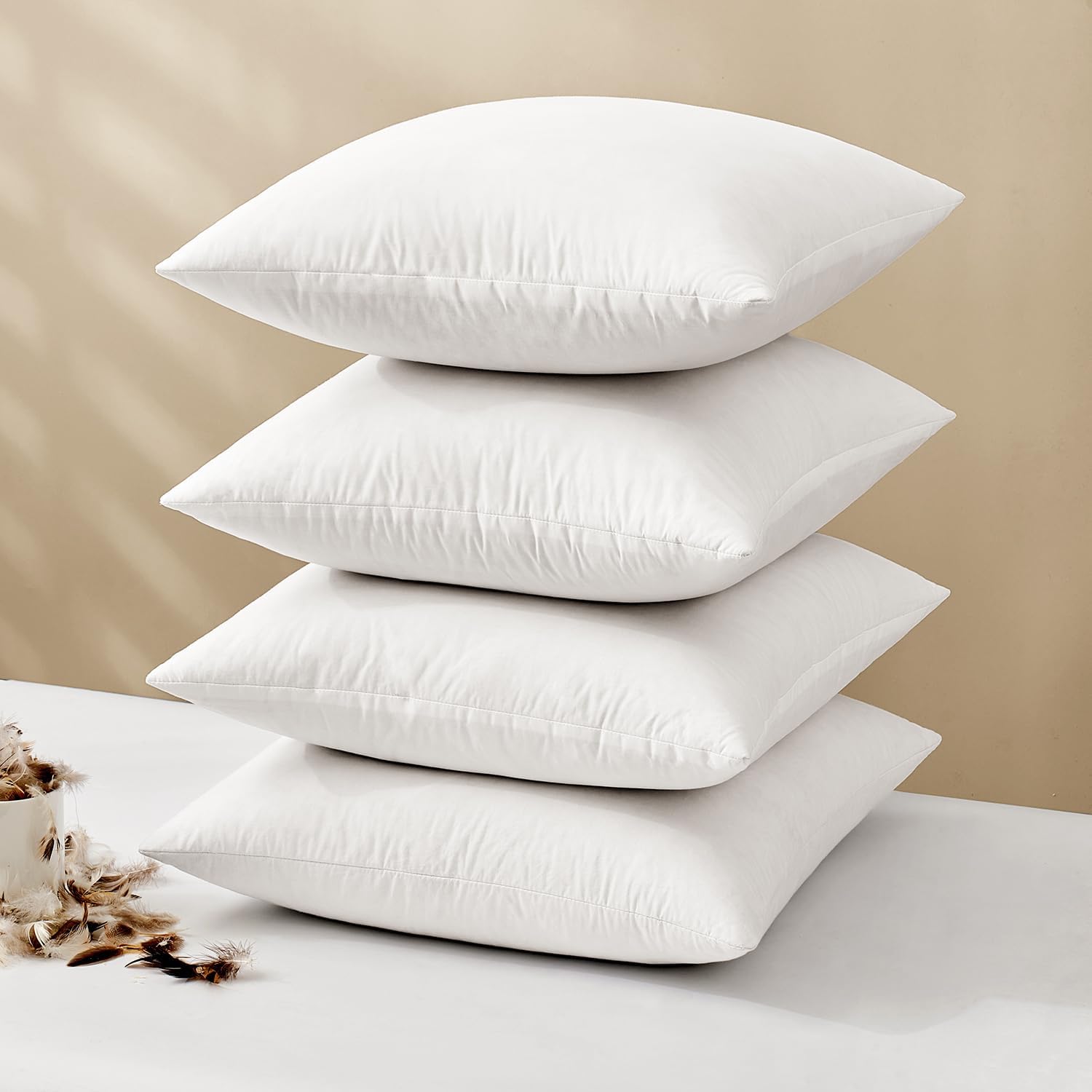 MIULEE 22x22 Pillow Inserts Pack of 4 for Fluffy Comfort