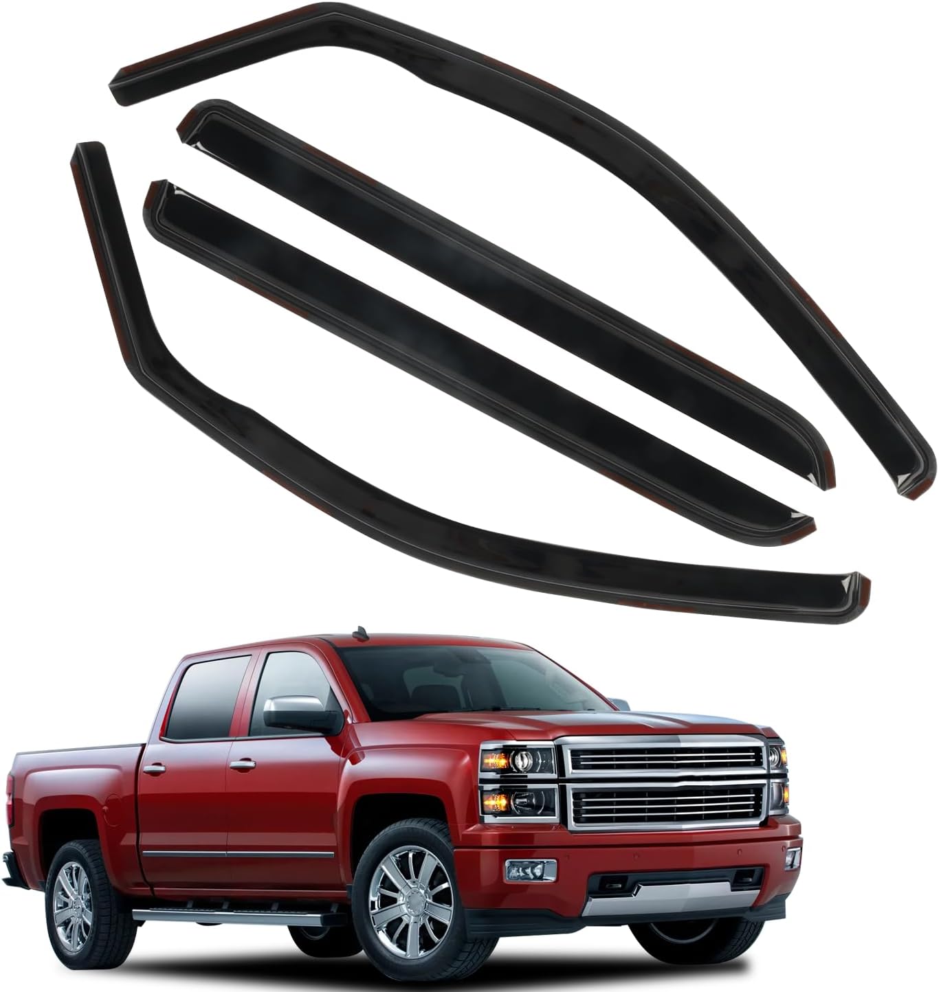 In Channel Rain Guards for 2014-2018 Chevy Silverado Crew Cab
