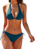 Women's Textured Halter Bikini Set Two Piece - Removable Pads