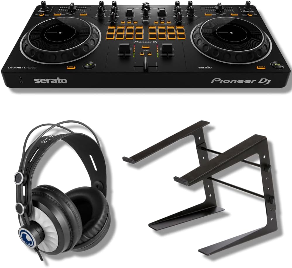 Pioneer DDJ-REV1 DJ Controller Bundle with Adjustable Stand