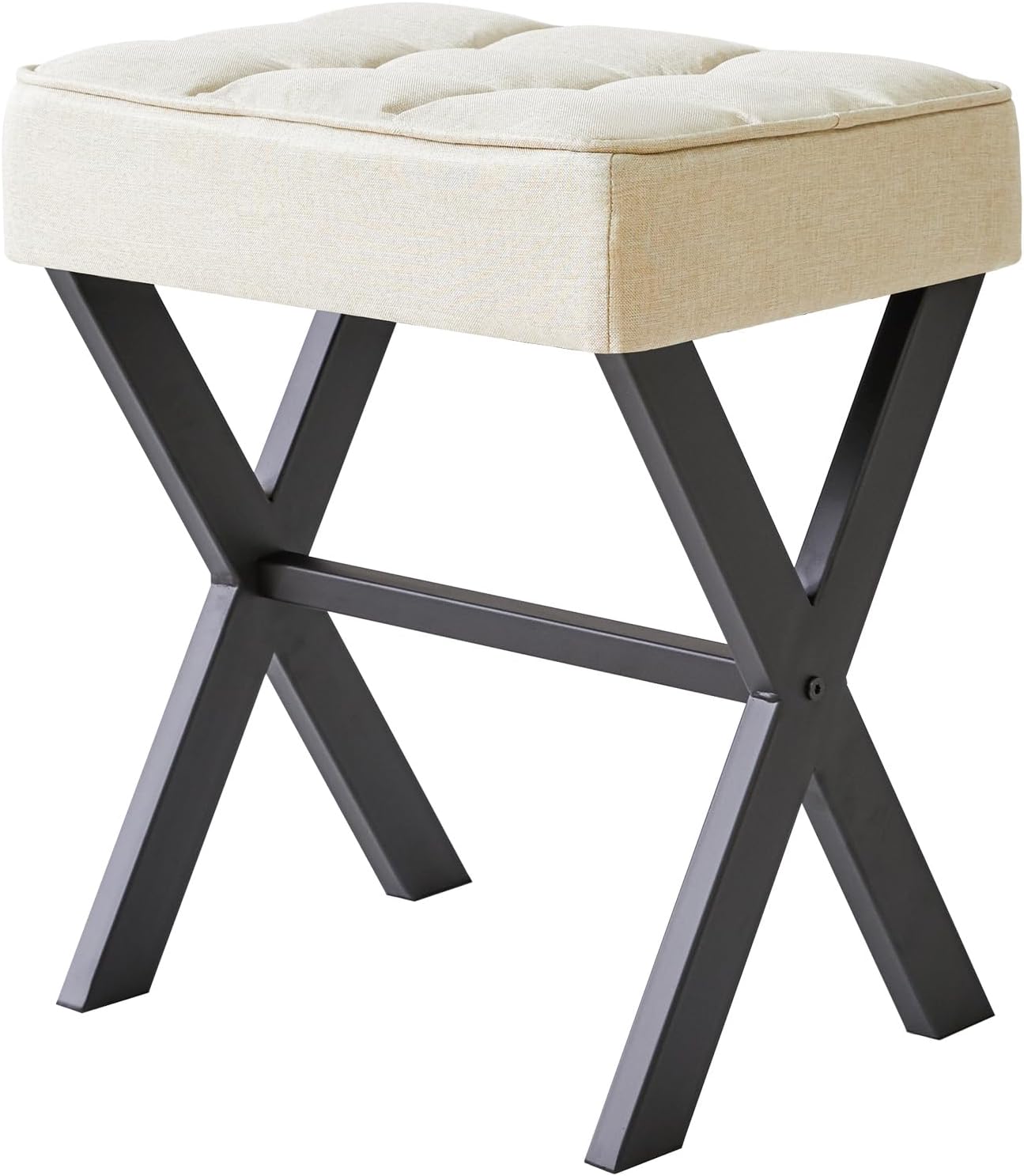 IBUYKE Square Makeup Stool with X-Leg Foot Rest for Versatile Use