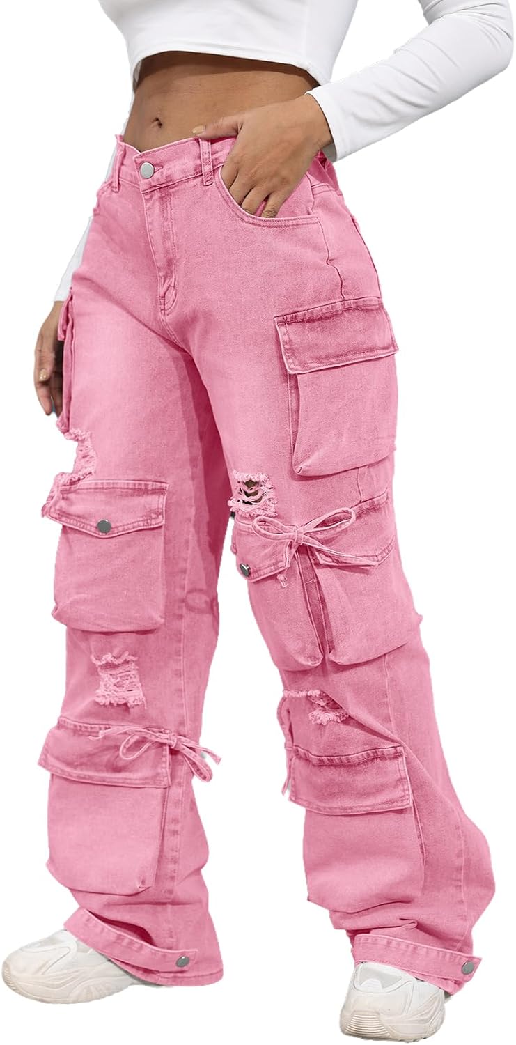 ThusFar Women's High Waist Baggy Jeans for Stylish Streetwear