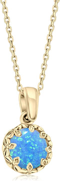 14K Gold Plated Gemstone Necklace for Women - Elegant Blue Opal