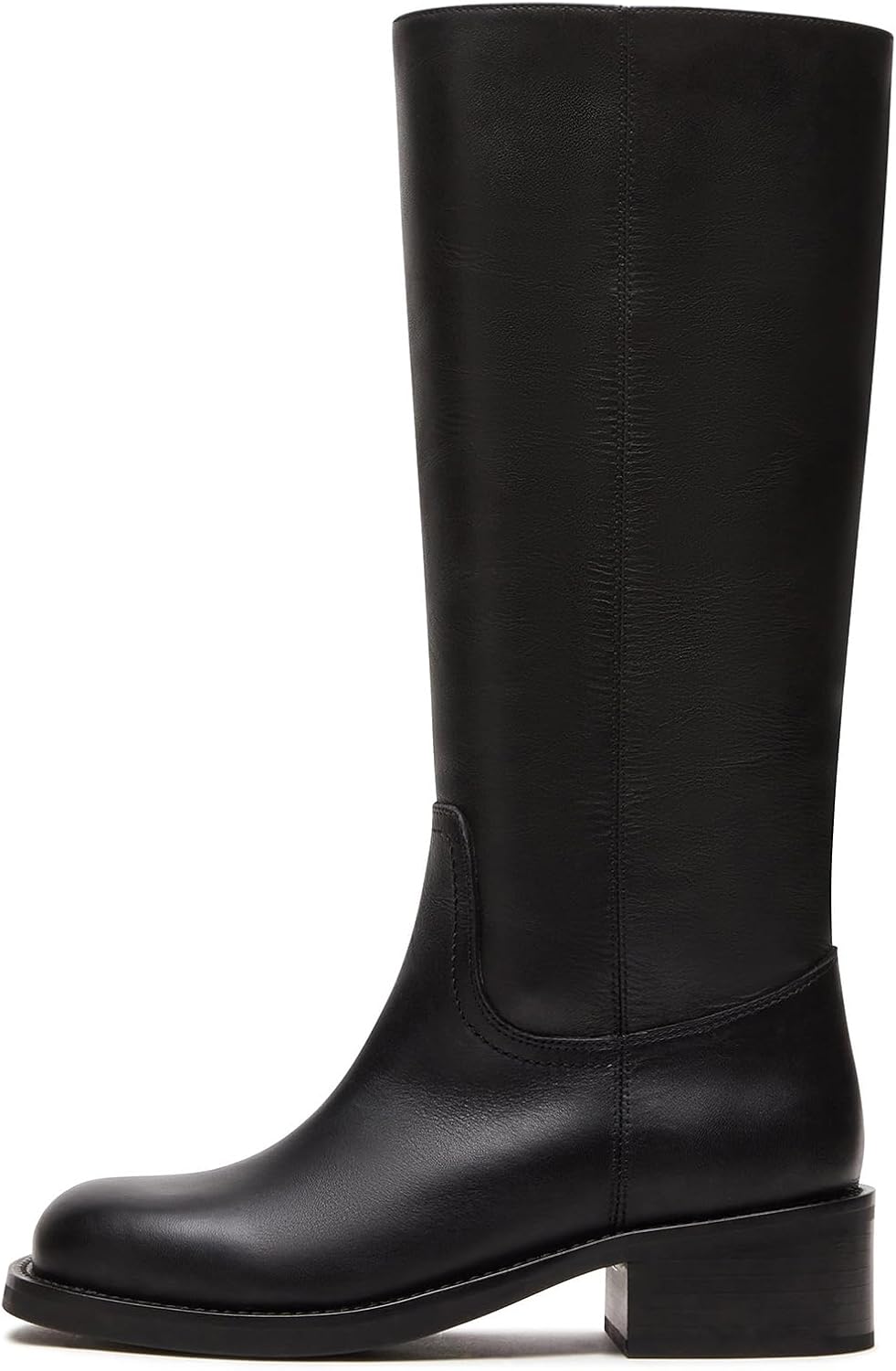 Women's Knee High Riding Boots with Block Heel and Zipper