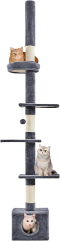Yaheetech Cat Tree Floor-to-Ceiling Tower - Tall, Stable Climber