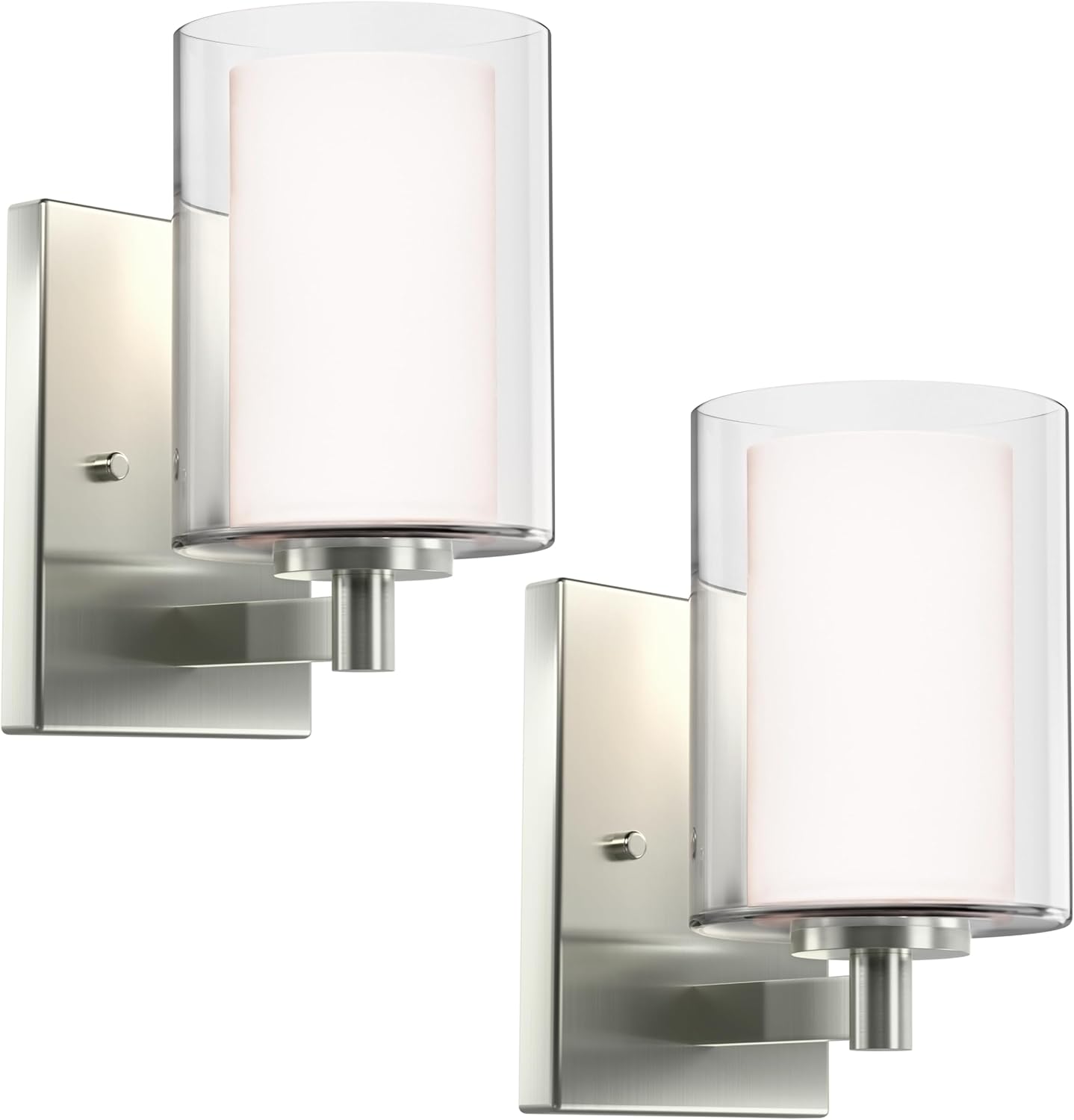 Modern Wall Sconces Set of Two with Double Glass Shade Design