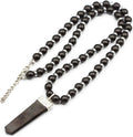 Natural Raw Tourmaline Pendant Black Onyx 8mm Beaded Necklace Shungite
