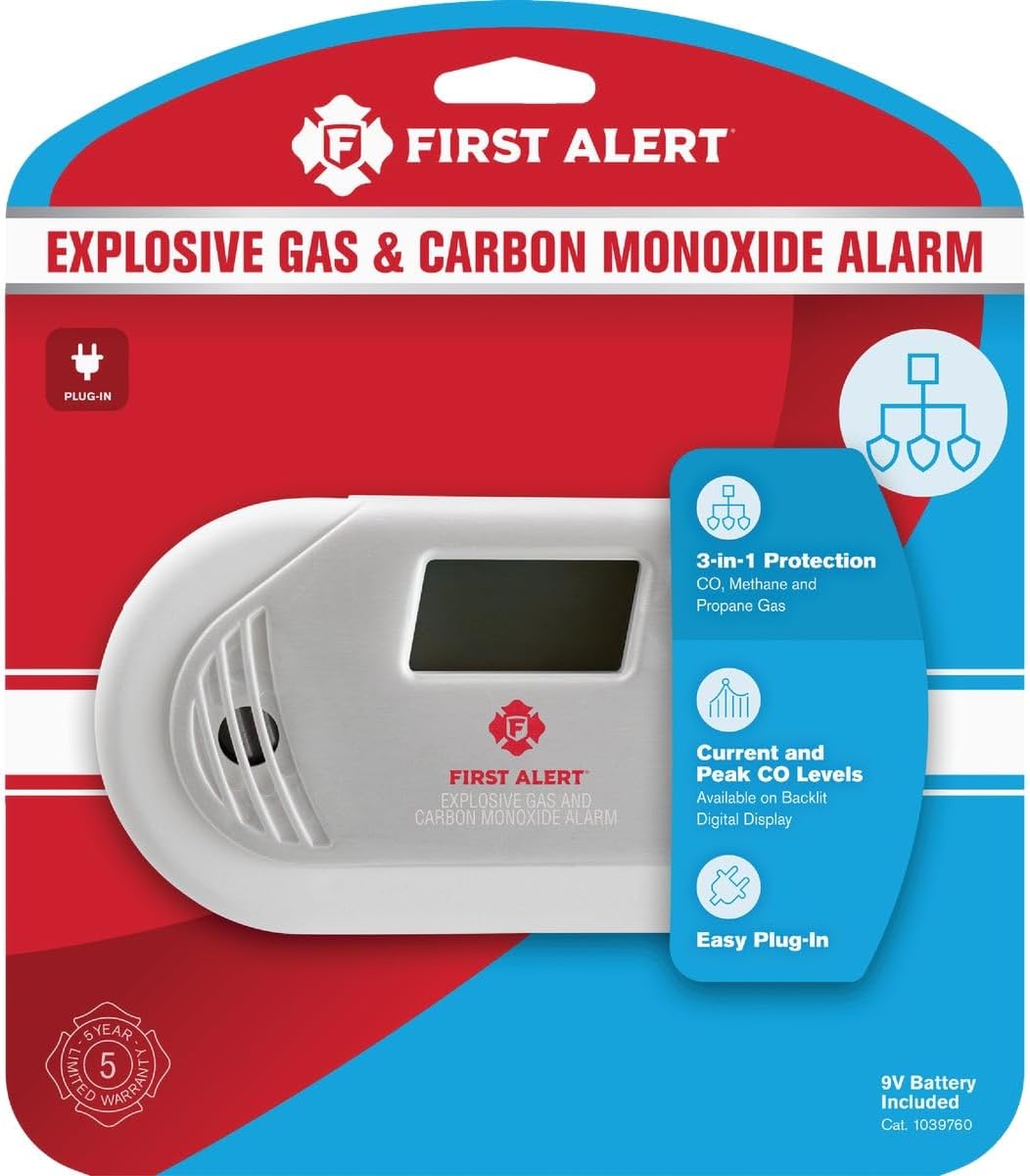 Combination Explosive Gas and Carbon Monoxide Alarm with Display