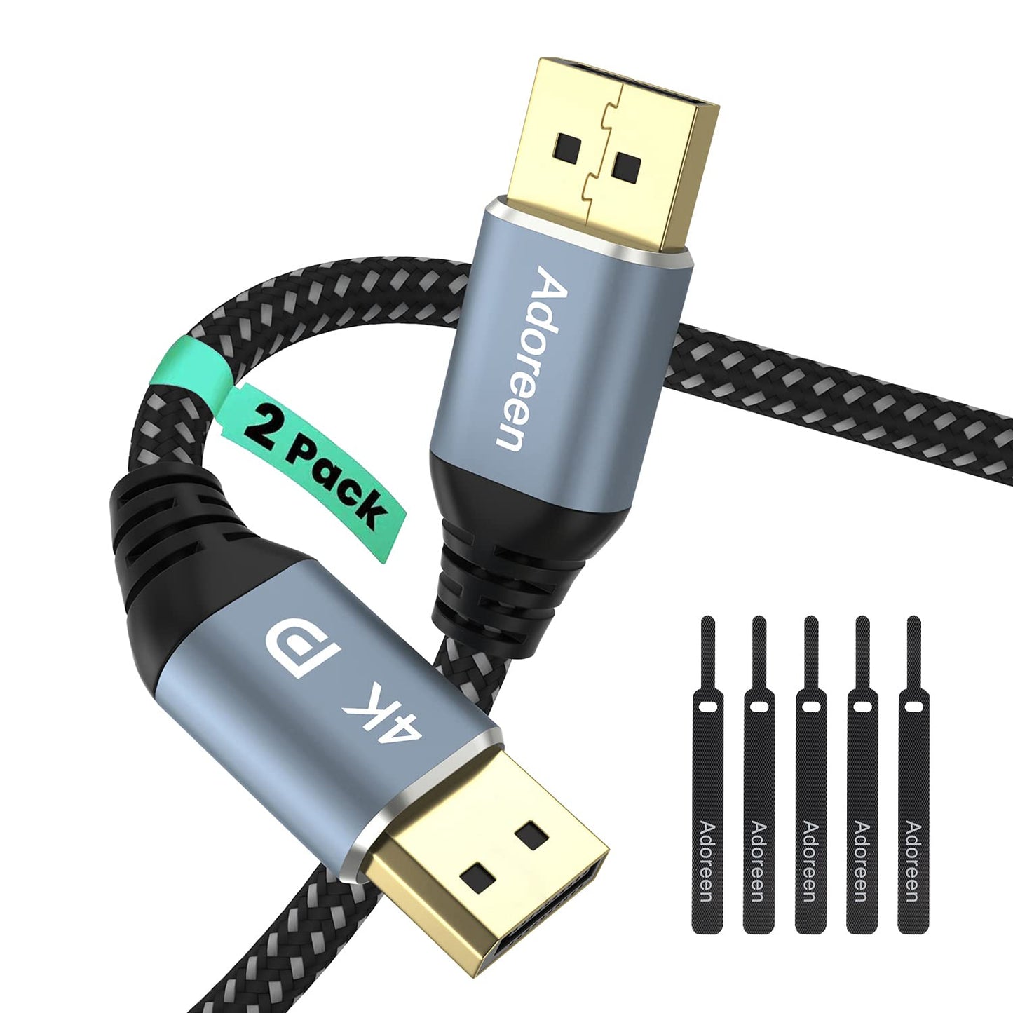 Adoreen 4K DisplayPort Cable 3ft/2 Pack: Ultra Smooth 4K@60Hz Gaming!